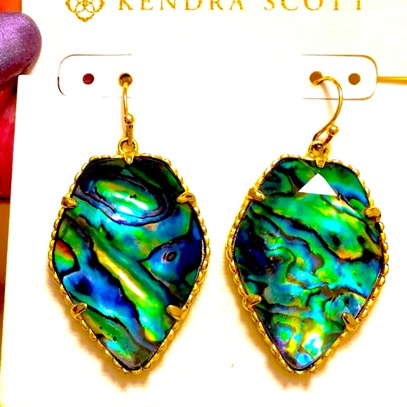 NWOT RARE & Retired Kendra Scott Corley Earrings Abalone Yellow Gold INCREDIBLE! - Picture 11 of 11